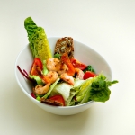 Fresh salad with teppanyaki grill prawn
