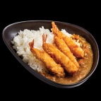 Japanese Curry with steamed rice and fried shrimps