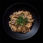 Wide noodles with mushroom mix
